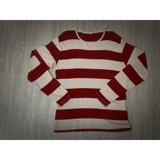 二手古著 UNIQLO 圓領條紋長T 2XL