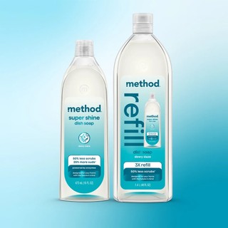 Method美則 極淨效速洗碗精-清新晨露473ml補充1.4L 省水省力 環保 強效去油去汙 不傷手 溫和 酵素 濃縮