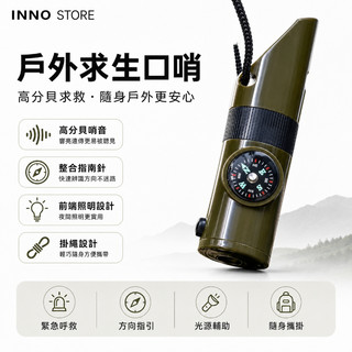 戶外求生口哨LED燈指南針溫度計高分貝救生哨露營登山緊急哨子背包隨身安全哨背包掛扣野外求救安全裝備登山露營配件用