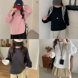 【CHILL】現貨 隨性鬆弛氛圍！質感束口燈籠袖寬鬆長Tee 薄長T 圓領寬鬆 衛衣 韓系慵懶 遮肉上衣 學院風穿搭