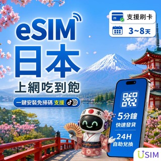 【USIM】日本eSIM | 24H自助兌換快速發貨 東京 京都 福岡 喫到飽 虛擬 網絡卡 上網絡卡 網路 esim卡