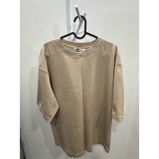 二手-Uniqlo-U 寬版圓領T恤（短袖）條紋棕XL