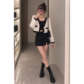 AIR SPACE LADY 小香織紋排釦滾邊外套(白S)