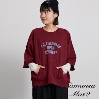 Samansa Mos2 標誌印花口袋設計七分袖大學T(0F002312710)
