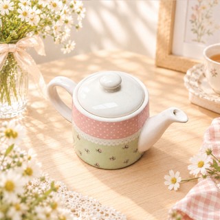 ✦微瑕美物✦【荷蘭 Clayre & Eef 系列】粉綠圓點花朵茶壺 ♡小款♡