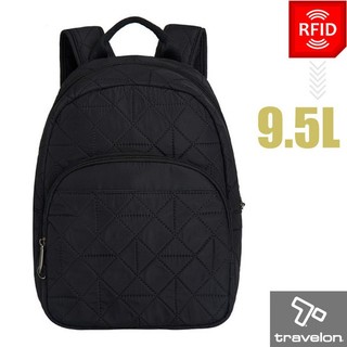 【Travelon】Boho防盜格紋後背包9.5L隨身雙肩背包.旅遊休閒包
