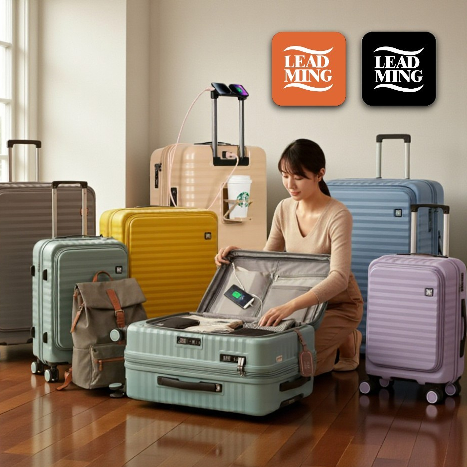 Leadming 俐德美上掀前開中開三合一行李箱
