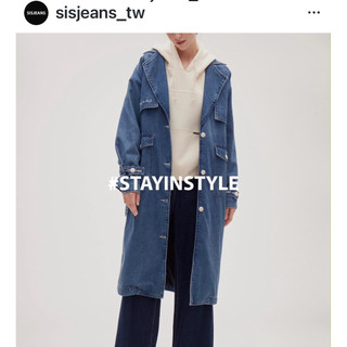 專櫃Sisjeans 樣衣質感長版牛仔綁帶外套S(版大）