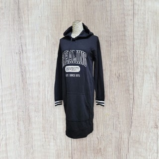 *♡*H&M/黑色/內磨毛.棉質.字母長版帽T.連身裙/S-小M/近新/二手衣《Anna的百寶箱》