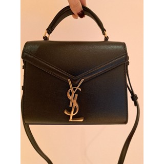 “已售出”二手 九成新 YSL 聖羅蘭Saint Laurent Cassandra粒面壓紋皮革迷你手挽袋 黑色