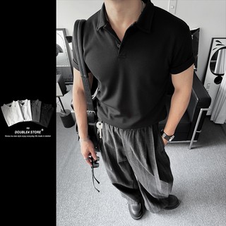 【DOUBLE4】韓國 素面POLO領合身短袖 雙釦 顯壯 Clean Fit 挺版 超彈力 韓系 約會 2602