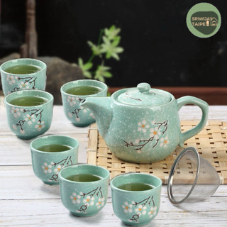 Japan Tea Set keramik Sakura Teko Cangkir Teh Poci 茶壺茶具茶杯禮盒組