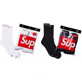 【SENASET】2雙裝Supreme襪子Hanes Crew Socks 毛巾底潮牌運動籃球純棉中筒襪子