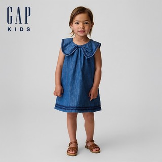 【Gap】嬰兒及幼兒水手牛仔領洋裝-深色水洗(881807)