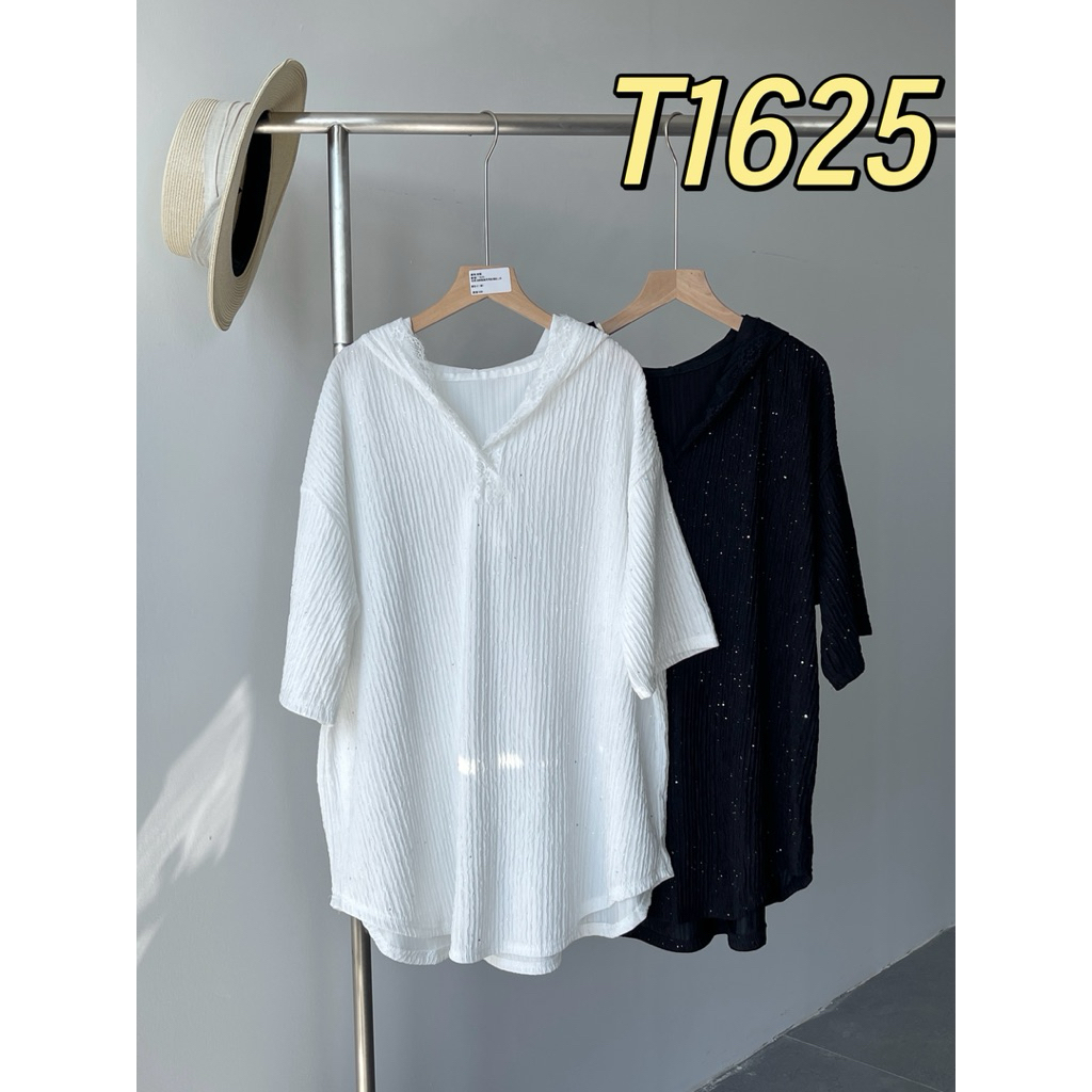 【CA艷艷家】（預售）-不買小傻瓜-#T1625-連帽蕾絲閃閃肌理紋上衣（3.12）