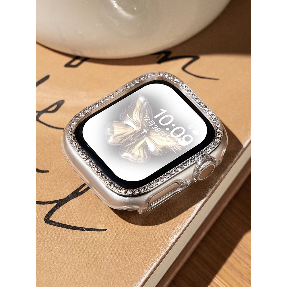 《台灣出貨》超质感 適用 APPLE WATCH 單排鑽錶殼 半包殼 | iWatch防摔殼 保護殼 S11 46mm