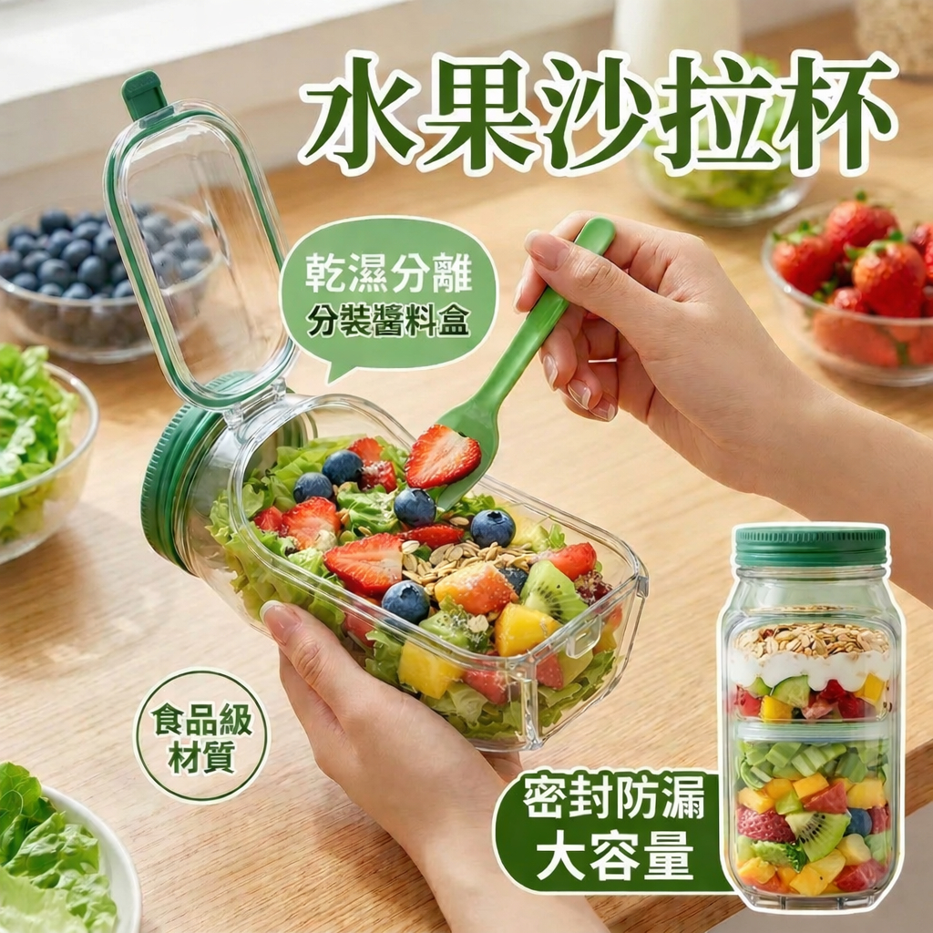 現貨 隔日達🍬水果沙拉杯 優格杯 創意沙拉輕享罐 保鮮罐 輕食杯 沙拉 蔬食水果 沙拉隨行杯 沙拉罐 密封罐 防漏醬料盒