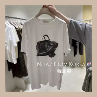 Nita🇰🇷正韓直送韓國製 寬鬆手提包印花休閒短袖T恤女韓國代購東大門韓國直送
