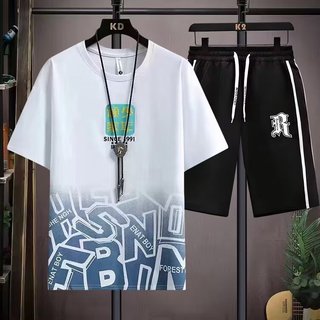 KK男裝 台灣出貨 夏季短袖套裝 套裝男 帥氣男裝 日式男裝 美式套裝 韓版男裝 韓式男裝 韓國男裝 衣服套裝