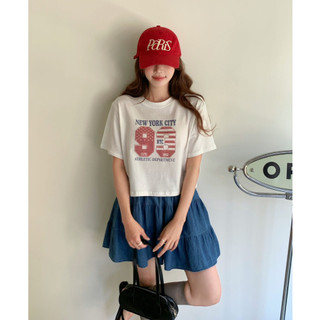 【CHILL】現貨 超顯比例！美式復古NYC印花短版Tee 字母T 韓系穿搭 短版上衣 棉質上衣 圓領上衣 短袖上衣