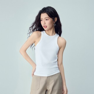GIORDANO 韓國同款 女裝彈力棉圓領羅紋修身背心【雙色任選】05326535