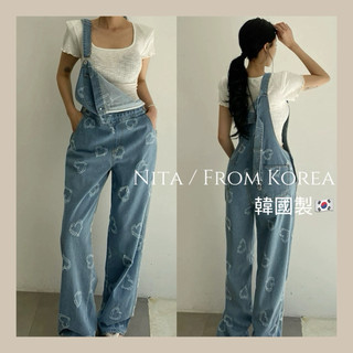 Nita🇰🇷正韓直送愛心吊帶牛仔褲吊帶褲韓國製