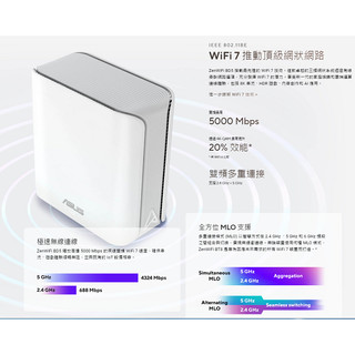 ASUS 華碩 ZenWiFi BD5 2入 3入裝 雙頻 WiFi 7 BE5000 無線AiMesh 路由器