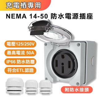 NEMA 14-50 防水電源插座盒 附防水接頭 充電樁專用 電動車家用插座 充電插座