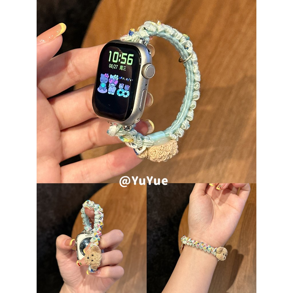 適用iwatch10蘋果手錶applewatch9錶帶s11立體小狗彈力髮圈s9可愛Ultra2透氣卡通閨蜜5SE2皮筋
