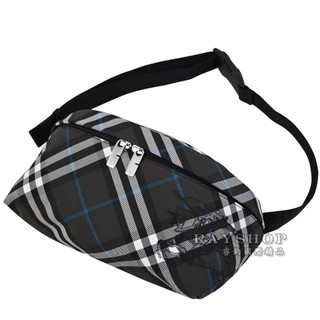 睿鈞國際精品 BURBERRY 8102272 格紋戰馬徽標胸口包/腰包.黑 現貨