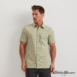 【Eddie Bauer】男性 短袖針織扣領襯衫-灰綠 11602179