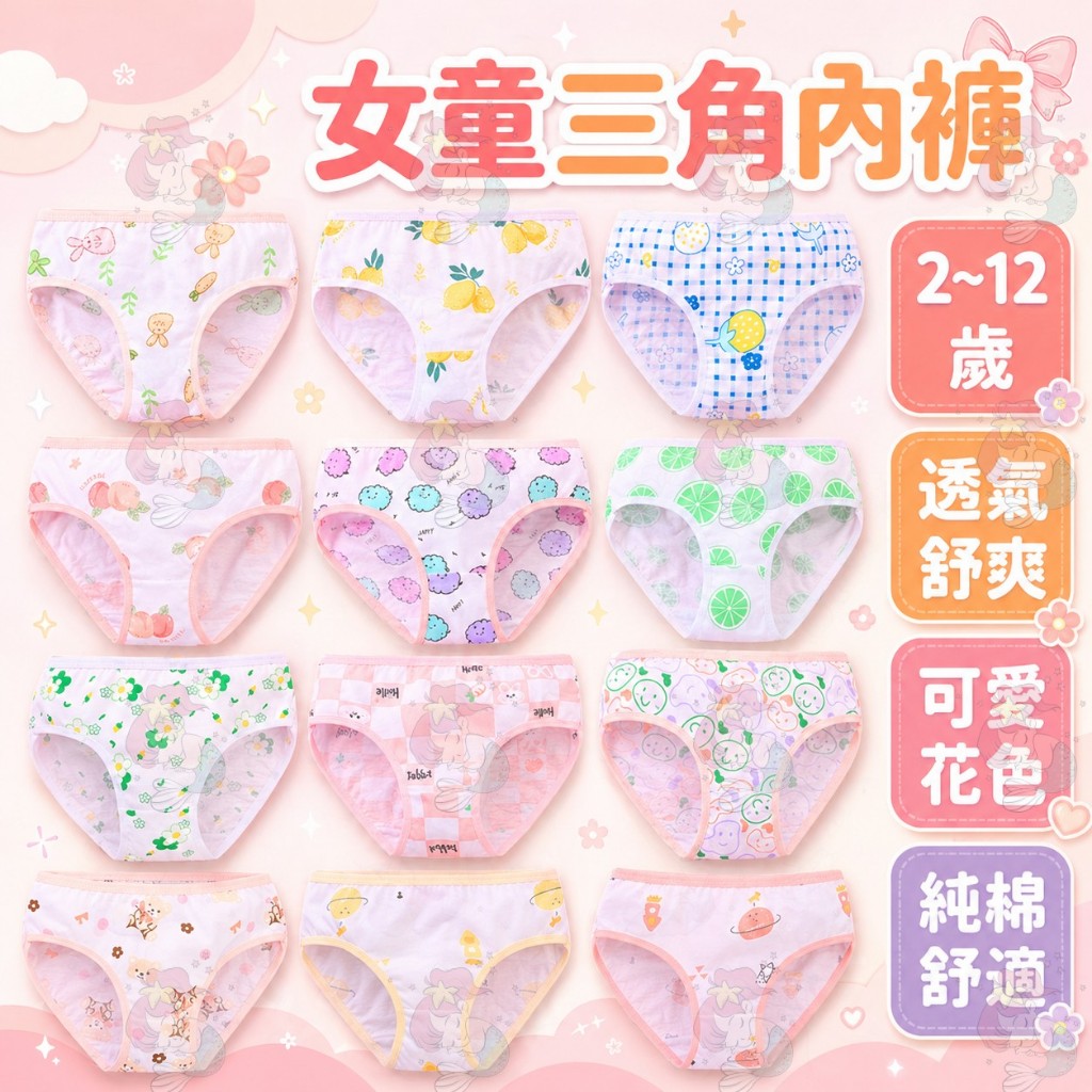 【日常穿搭必備】女童內褲 兒童內褲 純棉內褲 寶寶內褲 純棉內褲 三角內褲 嬰兒內褲 女童 純棉 卡通內褲 寶寶 女寶