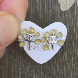 《希晶晶石》金髮晶耳釘 多顆 樹 招財 925銀針 台灣現貨 快速出貨 實物拍攝 無修圖無濾鏡 BFA-B152