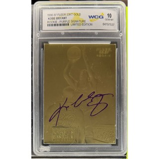 球員卡 Kobe Bryant 1996-1997 Fleer 新人卡 23KT Gold 印刷簽名 WCG 鑑定10級