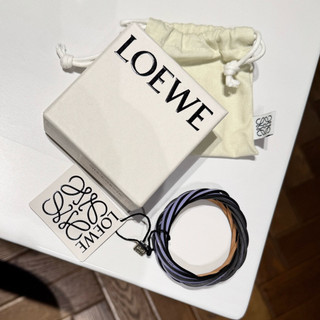 英國購入 全新 絕版 LOEWE 牛皮皮革編織手環 Braided bangle bracelets