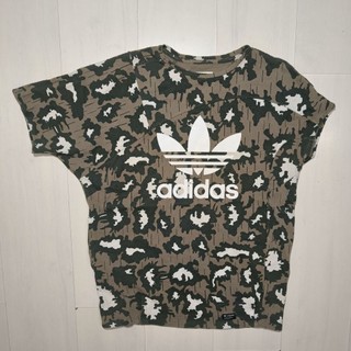 愛迪達 Adidas Originals 女裝迷彩印花連身裙/長版上衣 S號 寬鬆剪裁 不對稱袖子