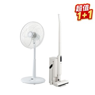 【超值1+1】SAMPO 聲寶 14吋微電腦遙控DC直流馬達風扇 SK-FM14KD+自動集塵無線吸塵器EC-UA18U