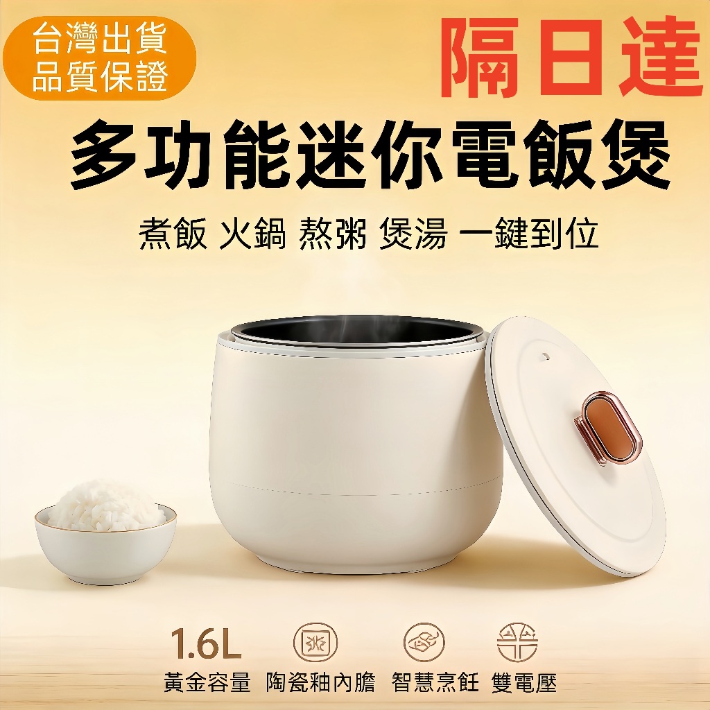 隔日達🔥台灣專用110V小型電飯煲 單身套房租房專用 防乾燒 斷電保護 加厚不沾內膽 煮飯 煮粥 燉湯 多功能 料理電鍋