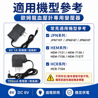 【臺灣現貨】Omron 歐姆龍血壓計變壓器 6V 電源線 適用 JPN/HEM/7121/7130/8712 專用變壓器