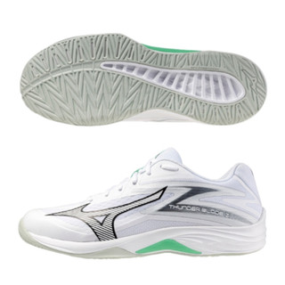 57*MIZUNO美津濃 男鞋 羽排球鞋 室內運動 膠底 白綠 THUNDER BLADE Z V1GA237016