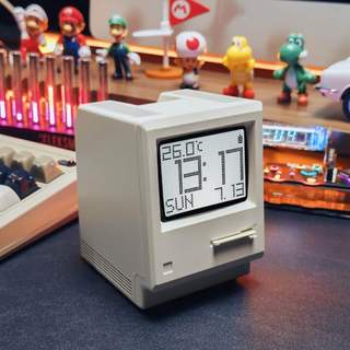 復古電子鬧鐘 好玩的Maclock 麥金塔鬧鐘 復古懷舊電腦桌面時鐘 裝飾擺件 原創意禮物 聖誕禮物 生日禮物
