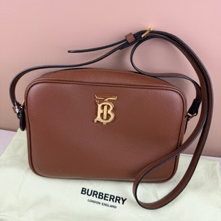 【二手95新🍮長夾可入👌🏼】 ✦Burberry 8075183 TB斜背相機包 棕色金扣 牛皮