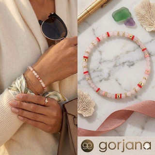 GORJANA POWER GEM HARBOR 能量粉水晶手鍊 粉紅色X金色手鍊 愛情滋養平靜