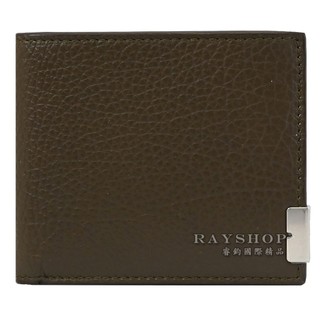 睿鈞國際精品 BURBERRY 8080664 簡約金屬LOGO荔枝牛皮對開8卡短夾.軍綠 現貨