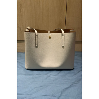 TORY BURCH BLAKE 荔枝紋手提斜背二用包-象牙白/小