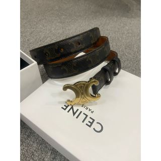 ♚KK SHOP♚ 預購 CELINE 標誌印花中型TRIOMPHE腰帶 45AK92ACO.04LU