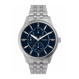【TIMEX】天美時 Chicago 45毫米 多功能小錶盤 不鏽鋼錶帶腕錶(藍x銀 TXTW2Y21500)