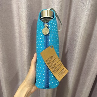 全新未用 星巴克品牌玻璃水瓶+藍色點點隨身瓶袋 500ml