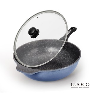 CUOCO 鈦晶巖藍大寶炒鍋組(附鍋蓋)34cm