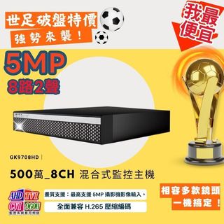 【現貨】5MP 500萬畫素 8路 5in1 混合式數位錄影機 DVR 監視器主機 支援遠端手機監控 AHD/TVI
